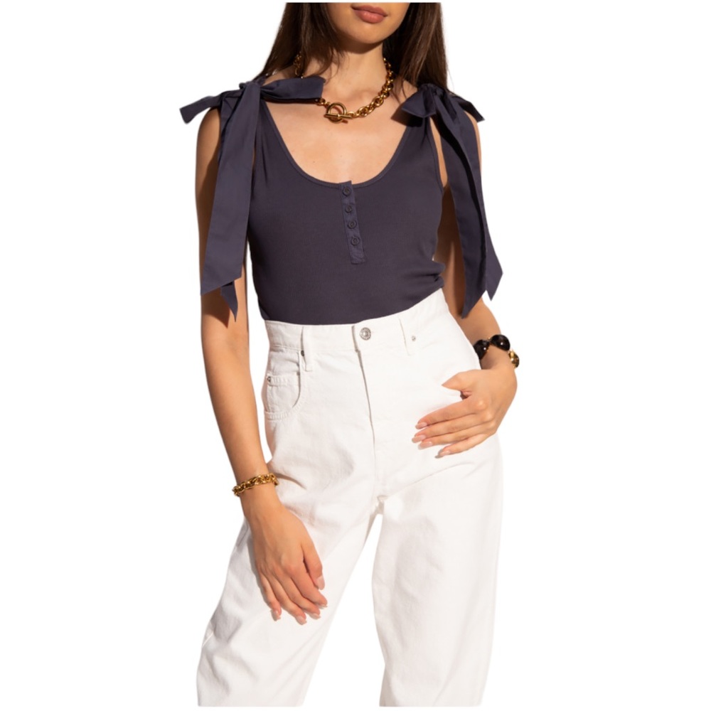 Ulla Johnson Navy Tank Top with Bow Straps